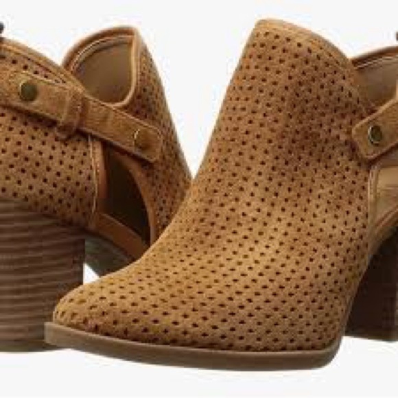 Franco Sarto Dakota ankle boots cognac perforated leather size 9 - Picture 1 of 10